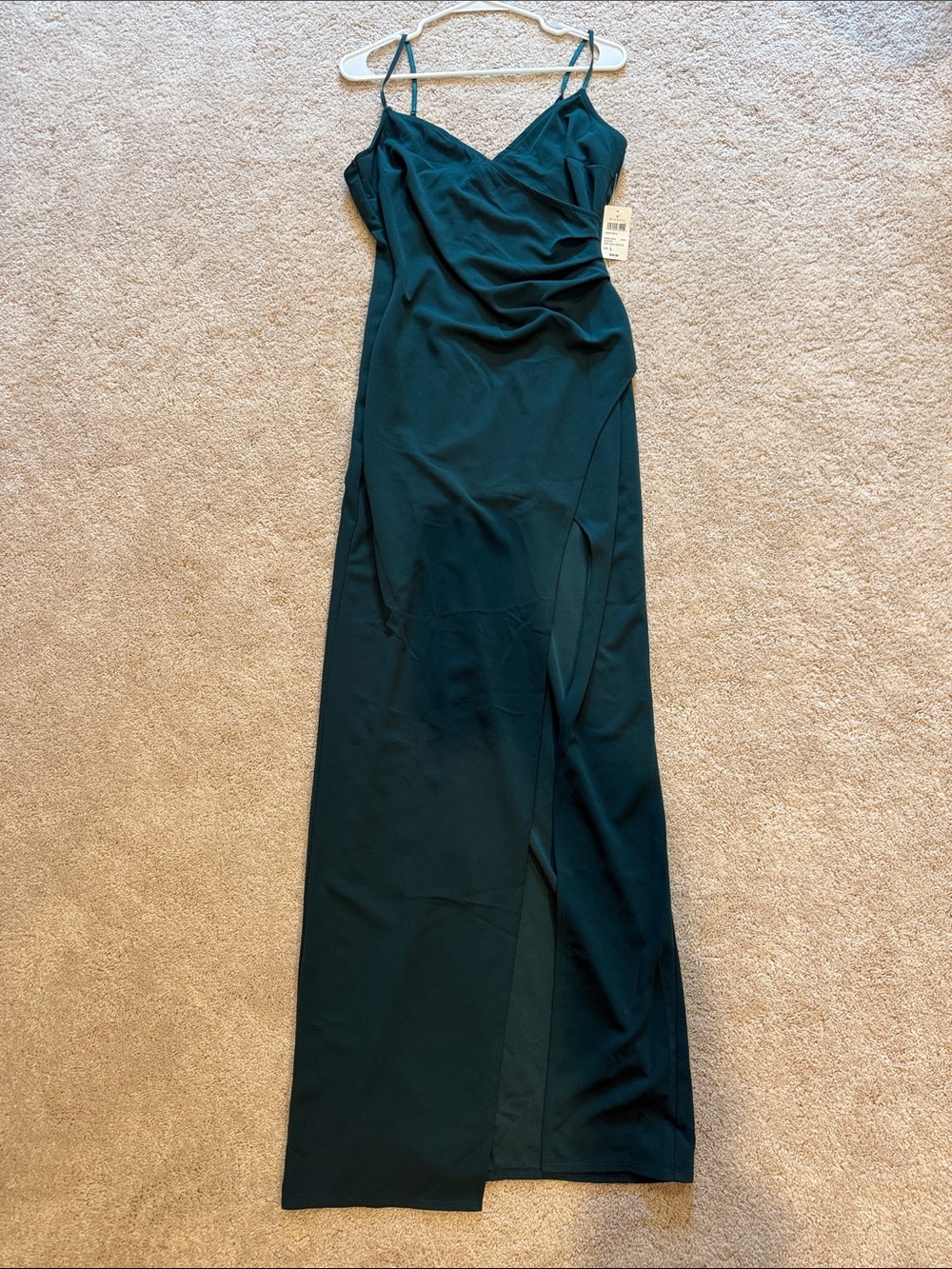 Windsor Dark Teal Satin Slip Maxi Dress with Side Slit